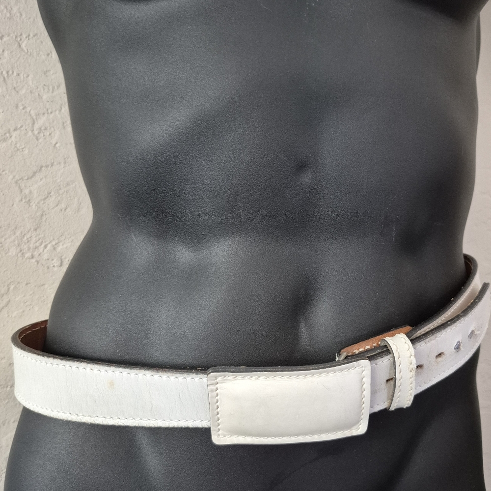 Vintage white leather belt size 34